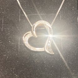 Diamond Heart Pendant Necklace 925