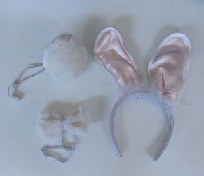 Bunny ears, tail and bow tie costume