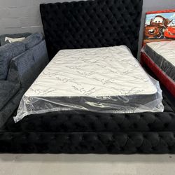 Queen Platform Bed Frame With Mattress 
