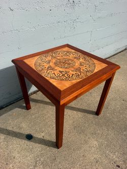Vintage Danish Modern Teak & Tile Accent Table - Made in Denmark MCM