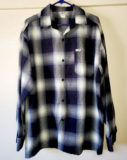 CalTop Shirt Mens Black Plaid Long Sleeve In Excellent Condition
