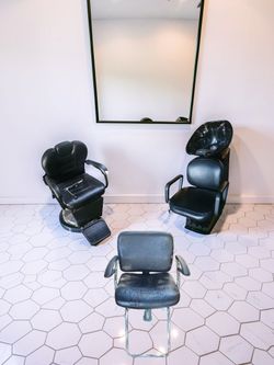 Black Salon Barber Chair Set of 3
