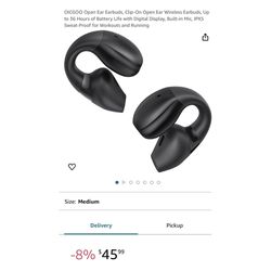 Brand new Open Ear Earbuds, Clip-On Open Ear Wireless Earbuds, Up to 36 Hours of Battery Life with Digital Display, Built-in Mic, IPX5 Sweat-Proof for