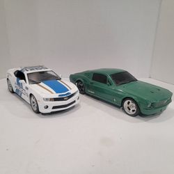 2010 Camaro SS Metal Police Car & 1968 Green Plastic Ford Mustang