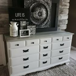 Rustic Grey And Blue Maple Dresser 