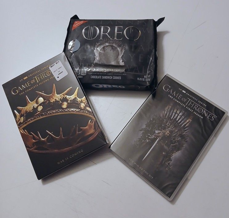 Game of Thrones Season 1 factory sealed, Season 2, and Limited Edition GOT Oreos
