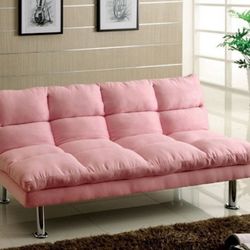 Brand New Pink Futon Sofa Converts Into Bed 