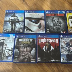 9 PS4 Video Games. Excellent Condition! Sniper DOOM Wolfensten Sniper