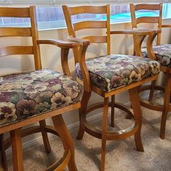 Barstools (Set/3) - Solid Oak (Seats Swivel)