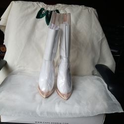 Cape Robbin Ella 1Women Clear Plexiglass Dress Boots, Size 7.5