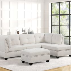 Sienna Boucle sand sectional+ottoman set 😍🔥💕🚛✅📲👀