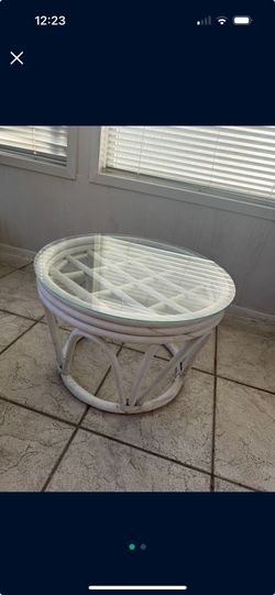 White Circular Cane Table 