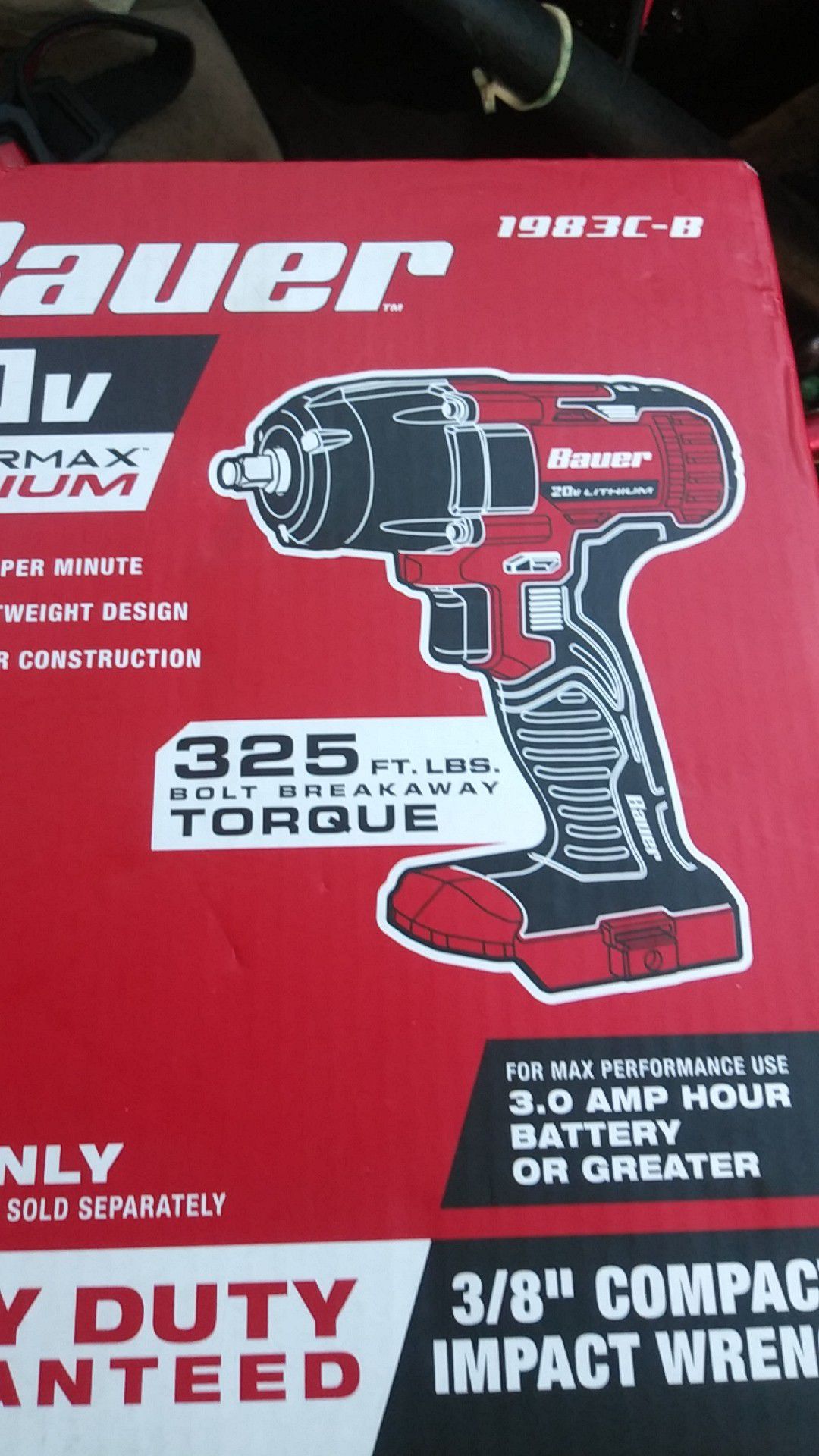Bauer 20 v hypermax 3/8' compact impact wrench (tool only)