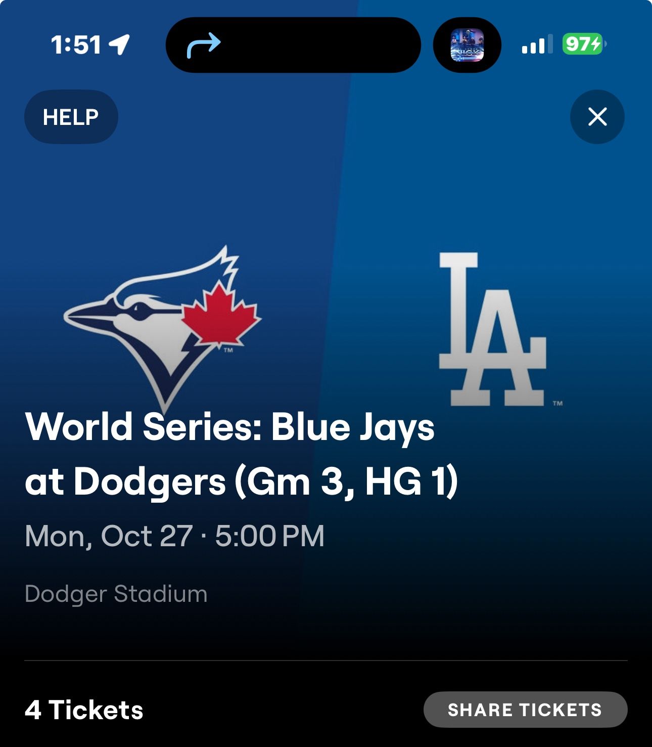 Dodger Stadium Parking Game 3  Monday Oct 27
