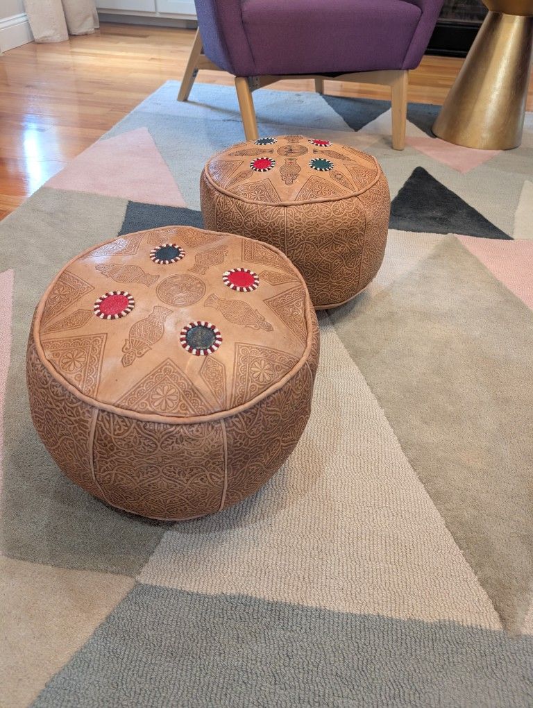 Leather Ottoman Pouf