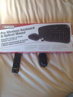 Raygo wireless keyboard and optical mouse w remote