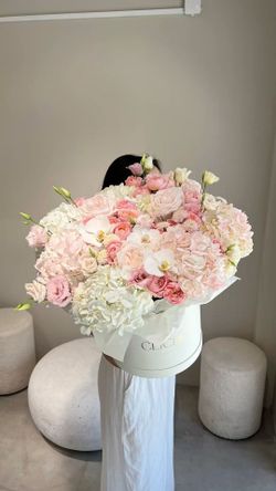 Pink and white arrangement bouquet flowers
