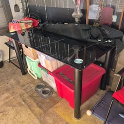 Tempered Black Glass Table W/ 6 Chairs.