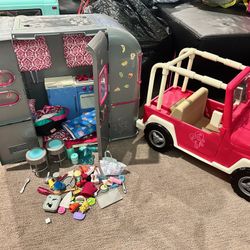 Our Generation RV Camper Travel Trailer and Jeep