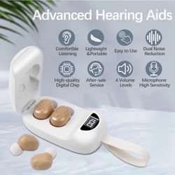 CIS Hearing Aids for Seniors, Rechargeable Hearing Aid with Noise Cancelling for Adults, Invisible Hearing Amplifiers with Charging Box, Easy to Carry