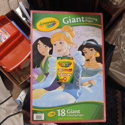 Giant Color Pages Disney Princess With Color Crayons