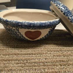 Vintage BL Spongeware Potpourri Dish, Farmhouse Decor