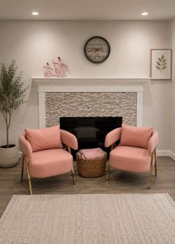 Modern Velvet Accent Chairs Set of 2, Upholstered Barrel Chairs Sitting Chair for Living Room Bedroom Reception Room,