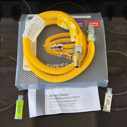 SMART CHOICE SAFETY PLUS PROCOAT GAS HOSE 4' LONG 5/8" CONNECTOR RANGE DRYER HOME APPLIANCE