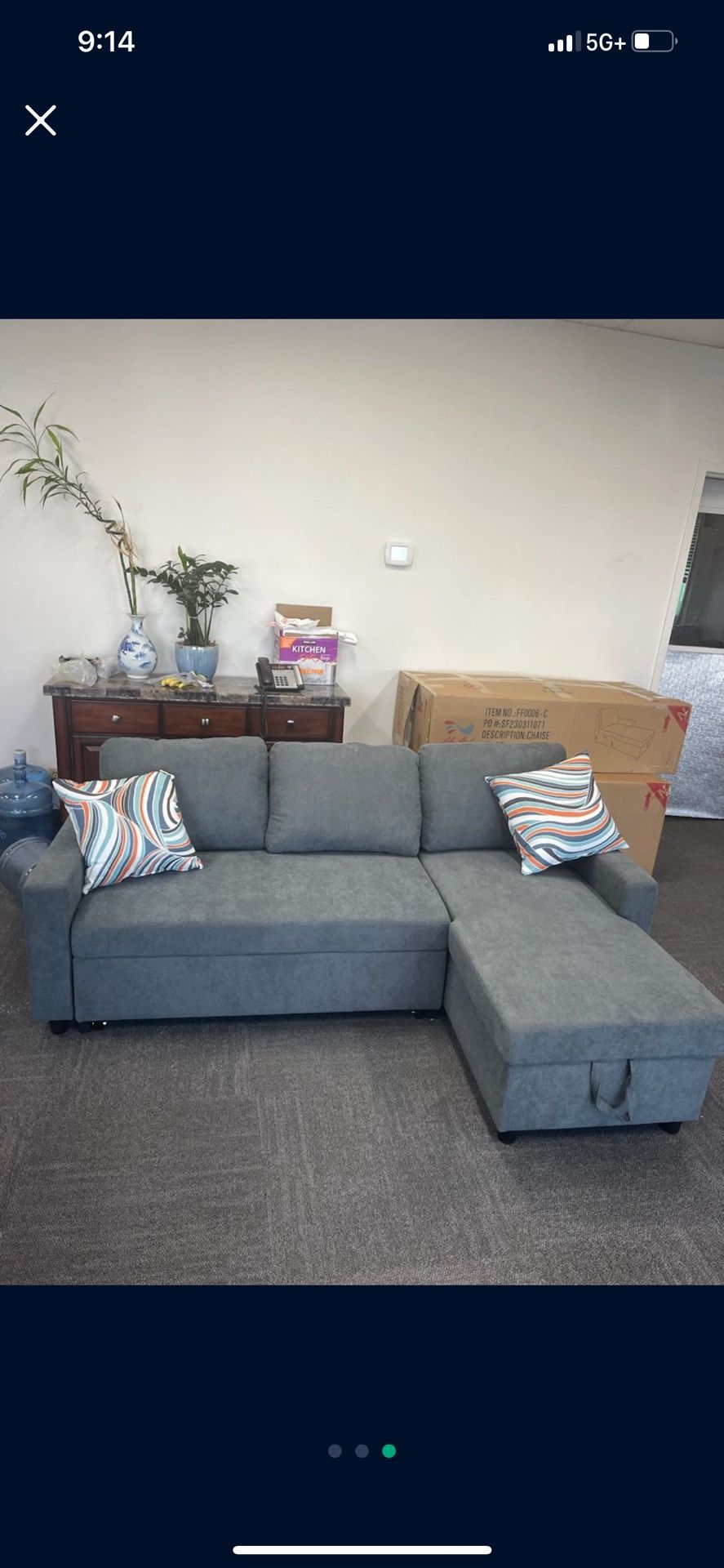 Grey Microfiber Sectional Sleeper Sofa Couch