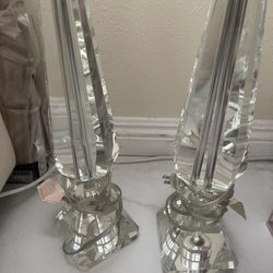Heady Duty Elegant Crystal Pair Of Lamps With Shade