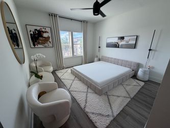 California King Platform Bed with Headboard & Mattress - Excellent Condition!
