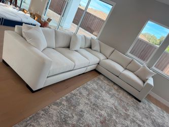Large Cream Fabric Sectional Sofa