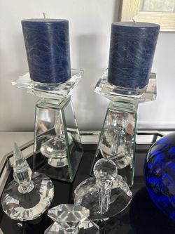 Glass Candle Holder  Set Of 2