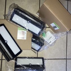  Solar Lights Outdoor, 100 LED Waterproof Solar Powered Motion Sensor Security Light, Solar Fence Wall Lights for Patio, Deck, Yard, Garden (4 Pack)