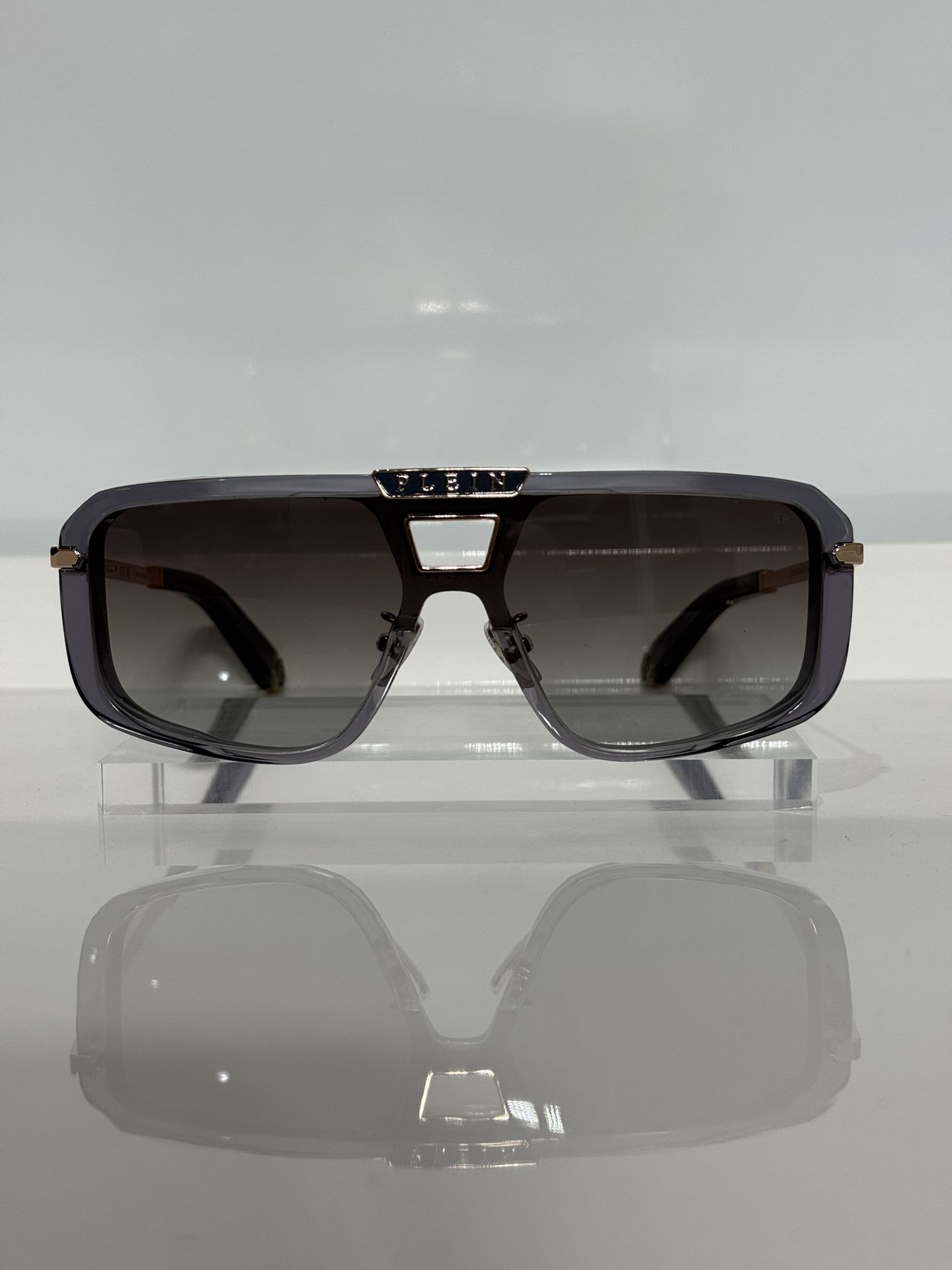 Philipp Plein Legacy Spp008 0M78 Thick Crystal Gray Acetate Men’s Sunglasses