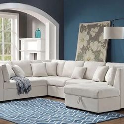 Laos Collection Sectional with pull out sleeper- Storage chaise-Contemporary Style- Now 2389.00 Free Delivery 🚚 