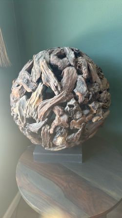 Large wooden orb lamp