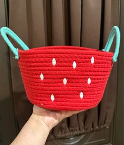 Strawberry coiled basket