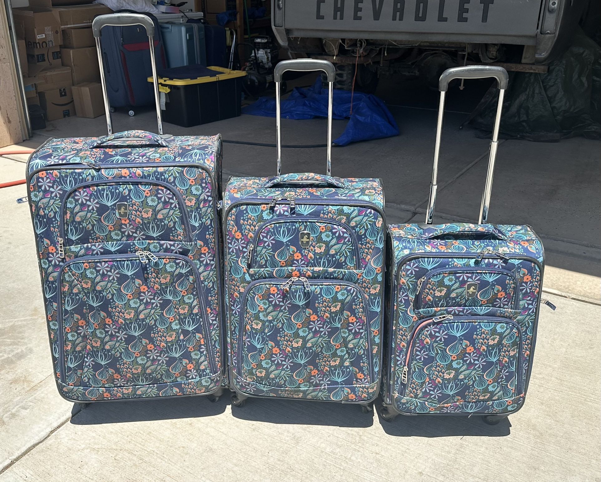3-piece Floral Luggage Set