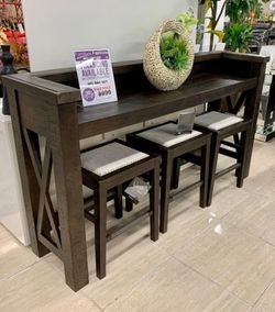 Hallishaw Dark Brown 4-Piece Counter Table and Bar Stools