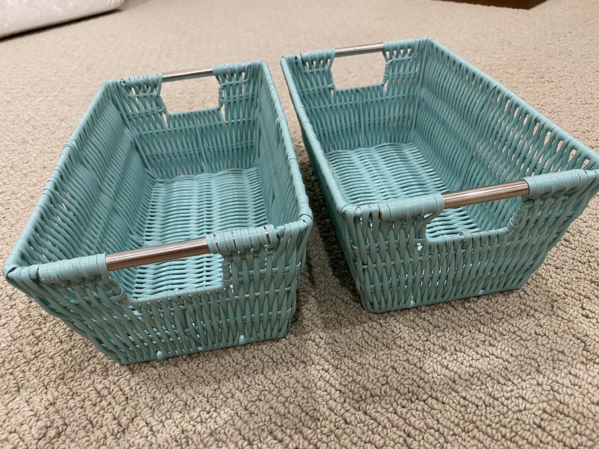 Tiffany blue wicker baskets