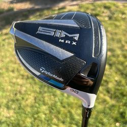 MINT TAYLORMADE SIM MAX GOLF DRIVER 9.0 ADJUSTABLE LOFT W FUJIKURA VENTUS RED 5-R