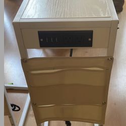 Set of 2 C Shaped End Table with Charging Station