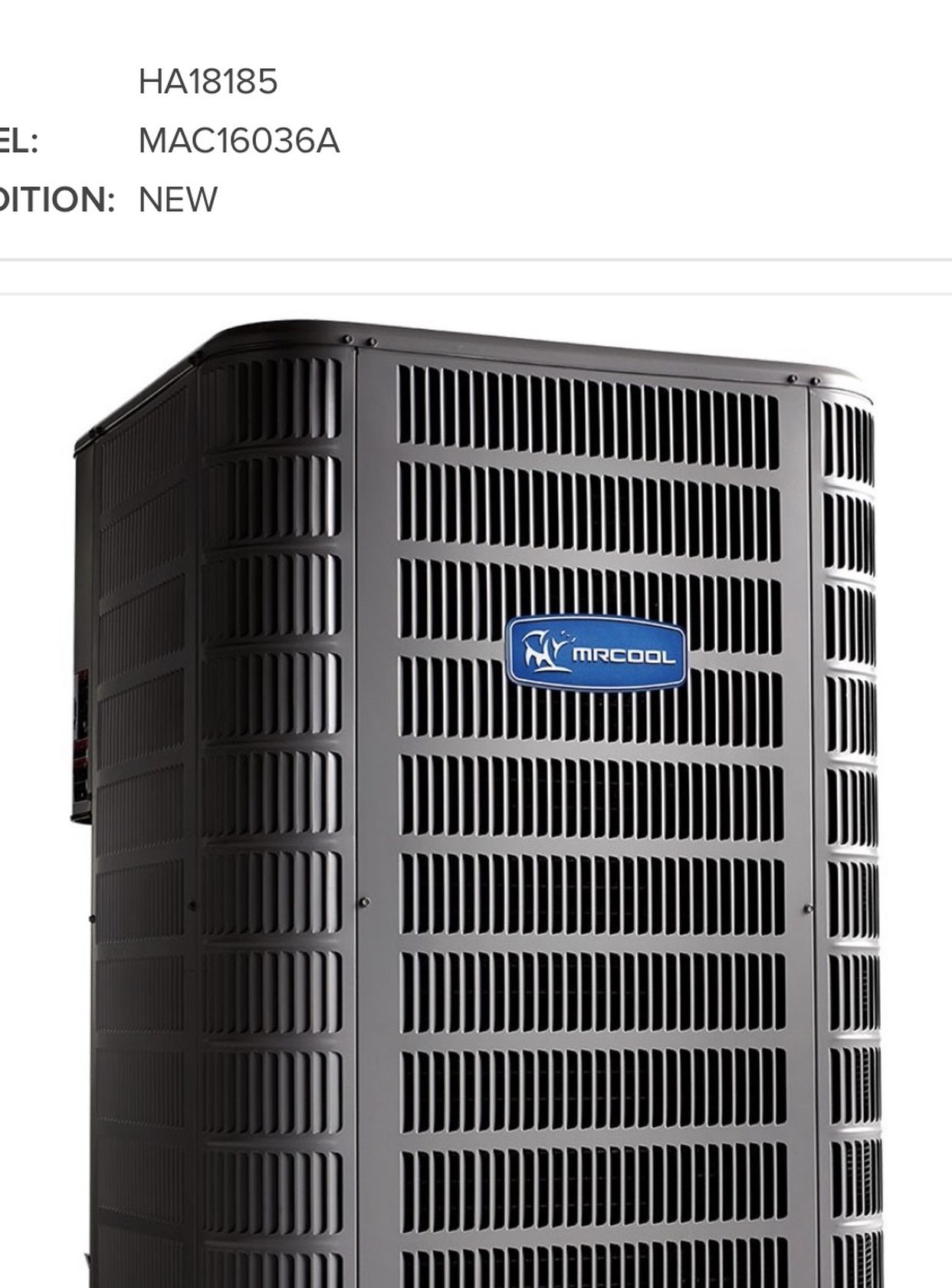 3 Ton 16 SEER MrCool Signature Central Air Conditioner Condenser ITEM: HA18185 MODEL: MAC16036A CONDITION: NEW