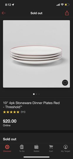 10” 4 Pack Treshold Stoneware Dinner Plates- Red