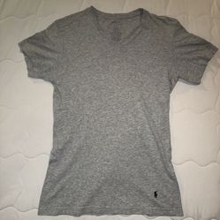 Polo by Ralph Lauren Heather Gray V-Neck Tee Ladies Small Slim Fit EUC