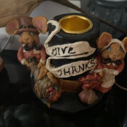 Vintage Thanksgiving Candle Holder Pair 