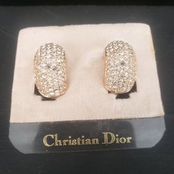 CHRISTIAN DIOR GOLD PLATED EARRINGS 