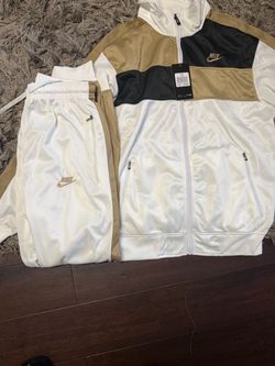 Nike white, black, and beige tracksuit #tracksuit