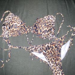 Leopard Print Halter Top Bikini